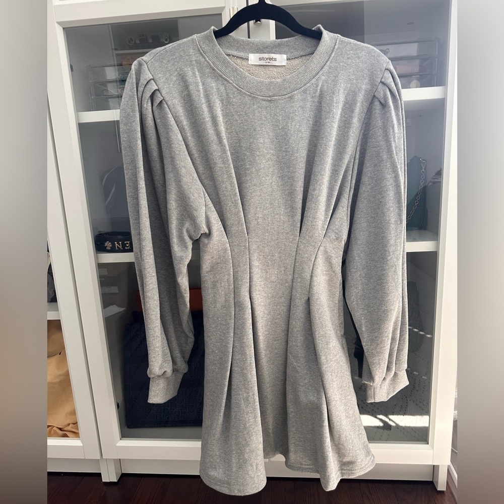 Storets Gray Long Sleeve Sweather Mini Dress- NWOT size S/M